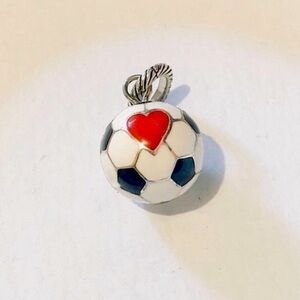 🆕 Brighton Soccer Ball charm Enameled in white & black with red heart